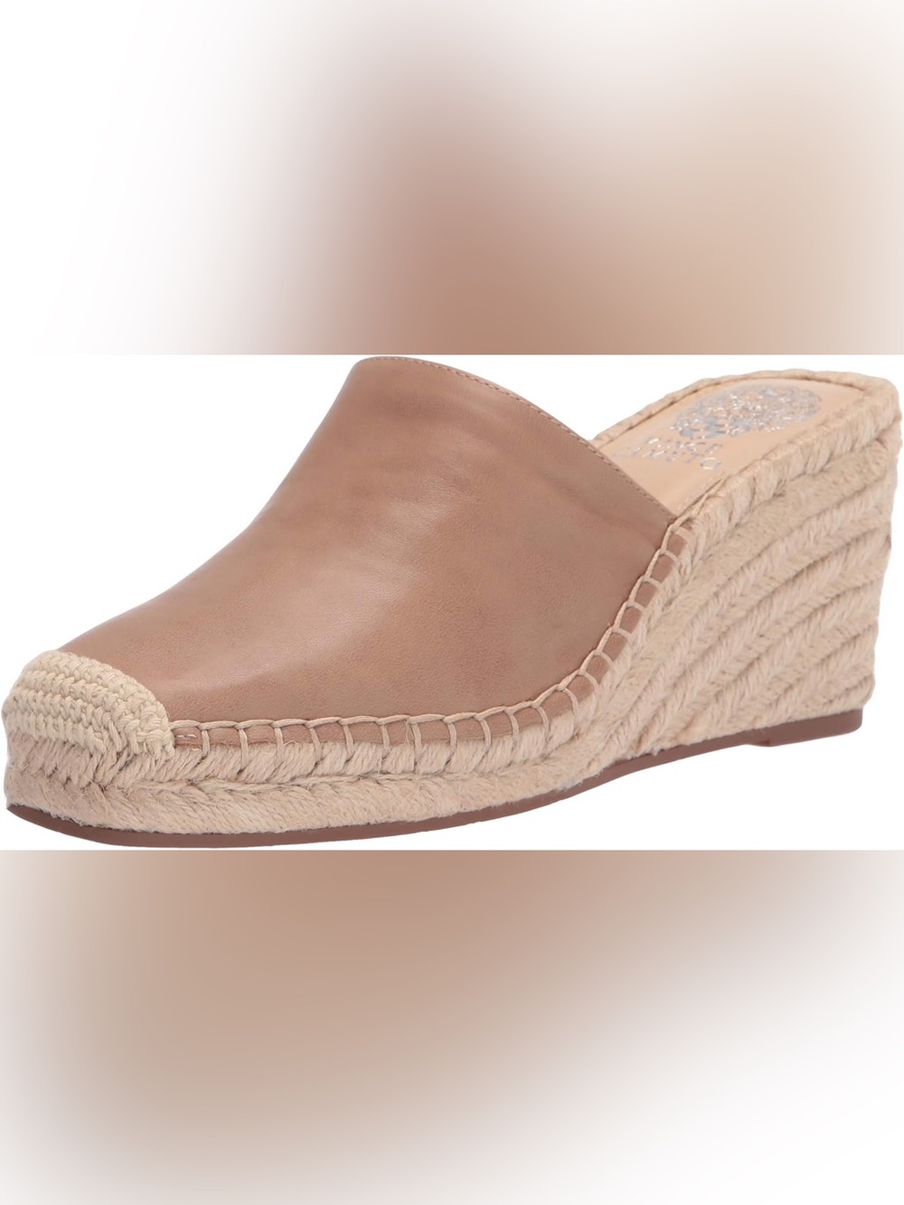 Vince Camuto Tan Leather Espadrille Wedge Mule - Tan